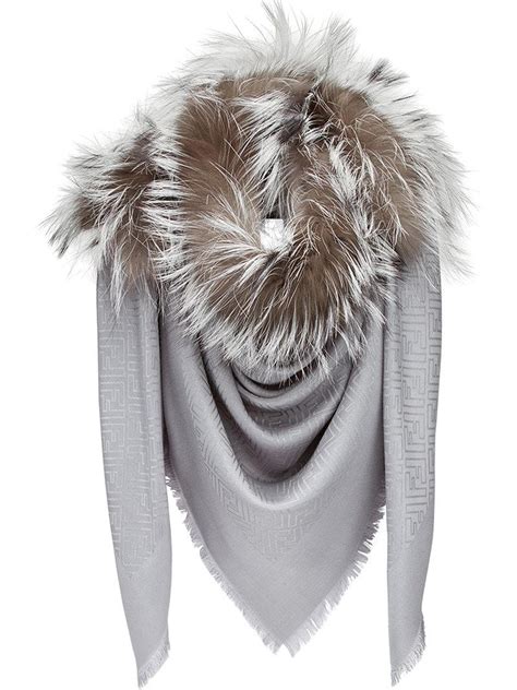 fendi shawl scarf|fendi scarf with fur trim.